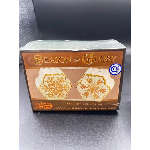 Vtg Season of glory elegant collection Salt & Pepper Shaker Set gold accent - Picture 6 of 6